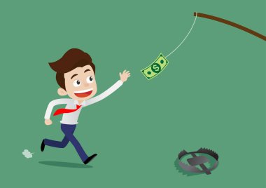 İşadamı, başının üstündeki parayı yakalamak için koşuyordu. Önünde uzanan tuzakların farkında değildi.