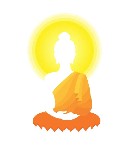 Sitzender Buddha Einer Lotusrose Die Haltung Der Meditation — Stockvektor