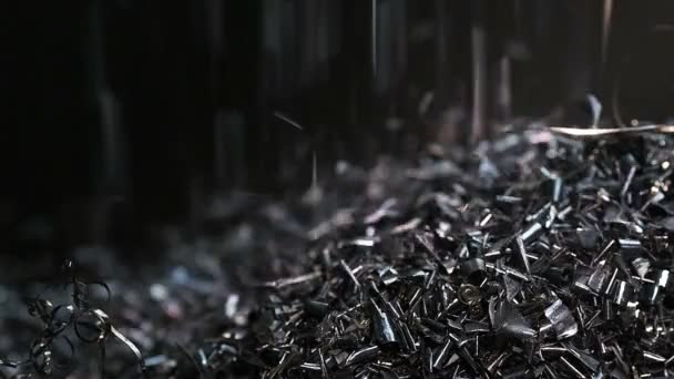 Metalen Onderdeel Wordt Vervaardigd Met Boor Stalen Draaibank Machine Motor — Stockvideo