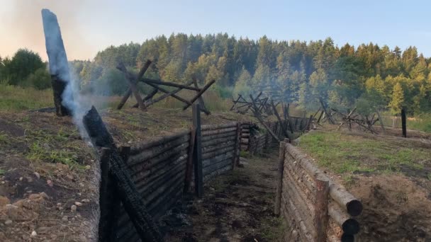 Velhas Trincheiras Barreiras Campo Batalha Grande Guerra Patriótica Segunda Guerra — Vídeo de Stock