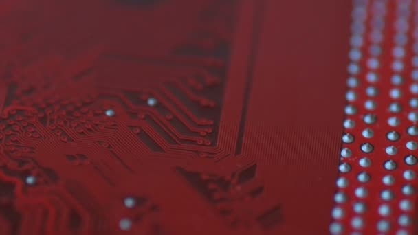 Panneau Rouge Vif Pour Microcircuits Avec Puces Diodes Déplace Ralenti — Video