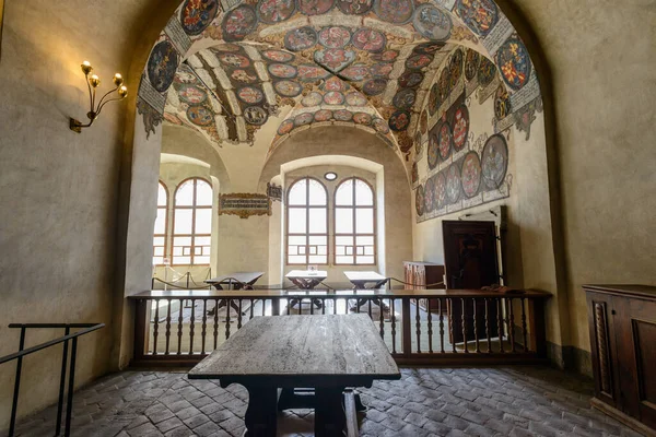 Escudos Armas Inscripciones Estilo Gótico Dentro Del Castillo Praga — Foto de Stock