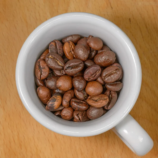 Cup of coffee seeds — Stock Photo, Image