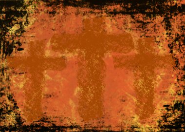 Bir Grunge arka plan üzerinde üç haçlar