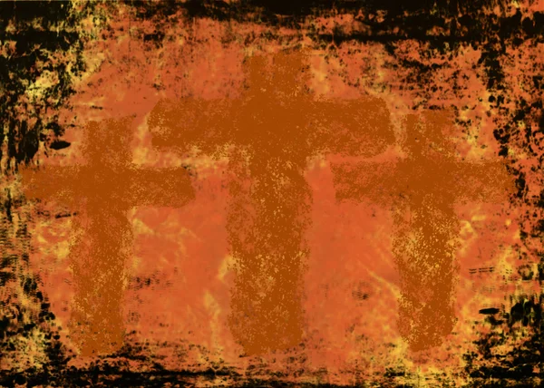 Drei Kreuze auf Grunge-Hintergrund — Stockfoto