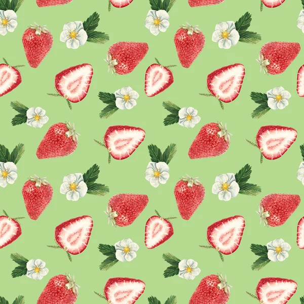 Akvarell strawberry mönster — Stockfoto