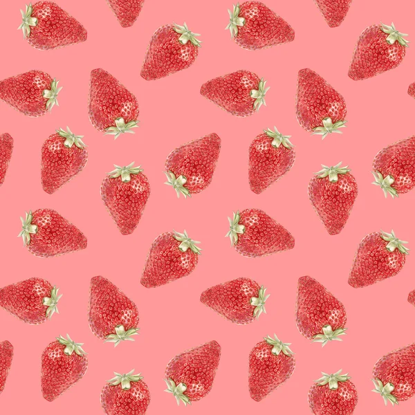 水彩草莓图案 — 图库照片