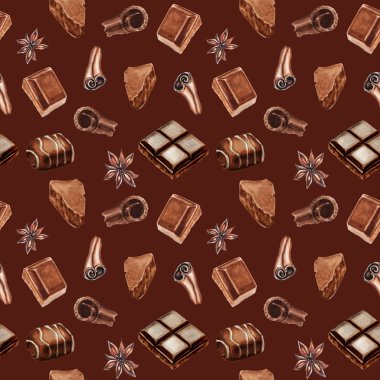 Suluboya çikolata ve baharat desen