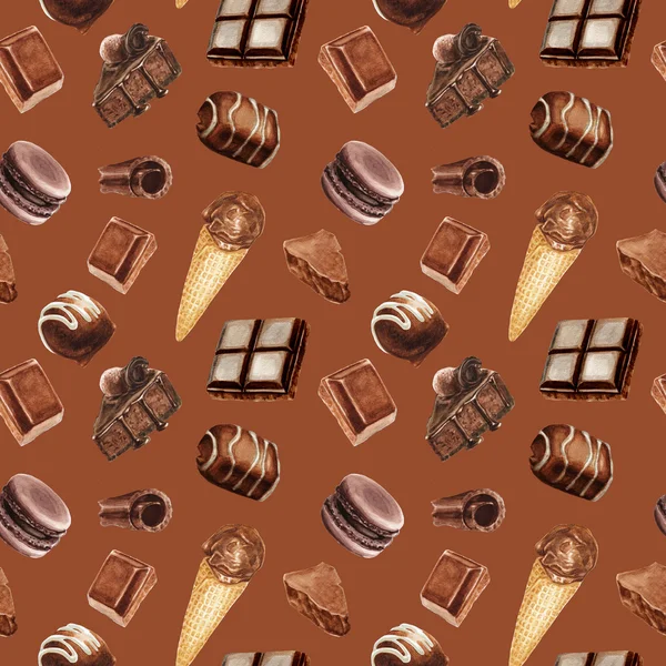 Suluboya çikolata lezzetli desen — Stok fotoğraf