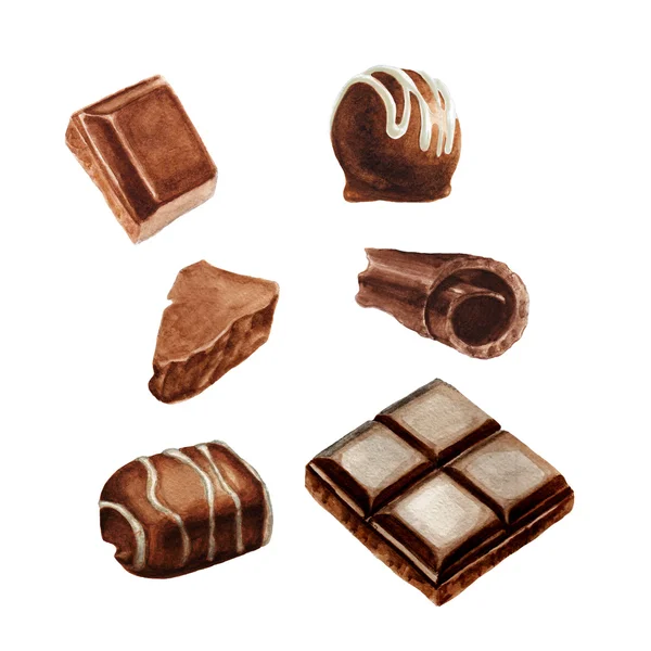 Akvarell choklad set — Stockfoto