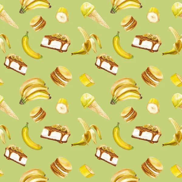 Acquerello banana modello delizioso — Foto Stock