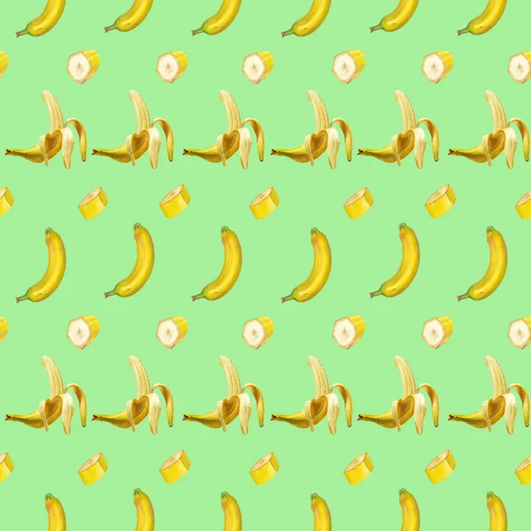 수채화 여름 바나나 패턴 — 스톡 사진