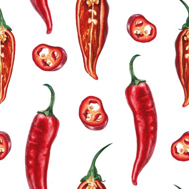 Suluboya chili biber desen