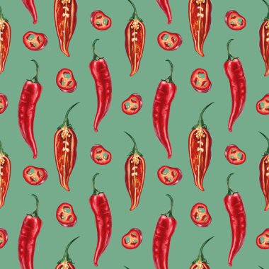 Suluboya chili biber desen