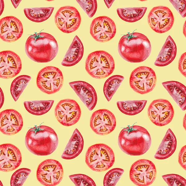 Watercolor tomatoes pattern — Stock Photo, Image