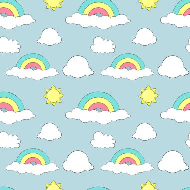 Gökyüzündeki bulutlu gökkuşağı deseni