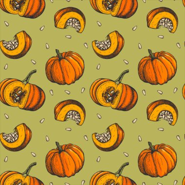 Kabaklarla vektör mürekkebi deseni