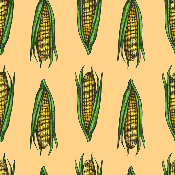 Sarı zemin üzerinde mısır olan vektör mürekkepsiz desen 