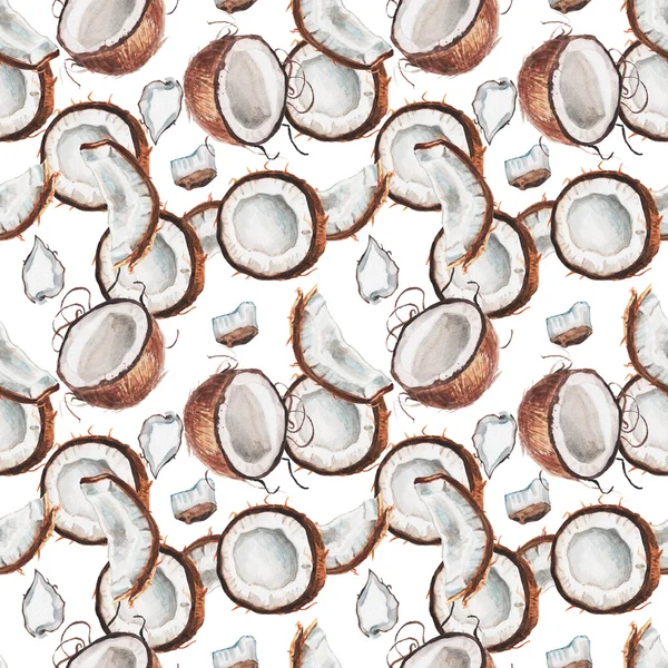 Watercolor coconut pattern — Stock Photo, Image