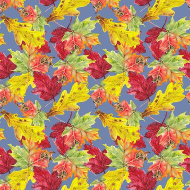 desen suluboya sonbahar yaprakları