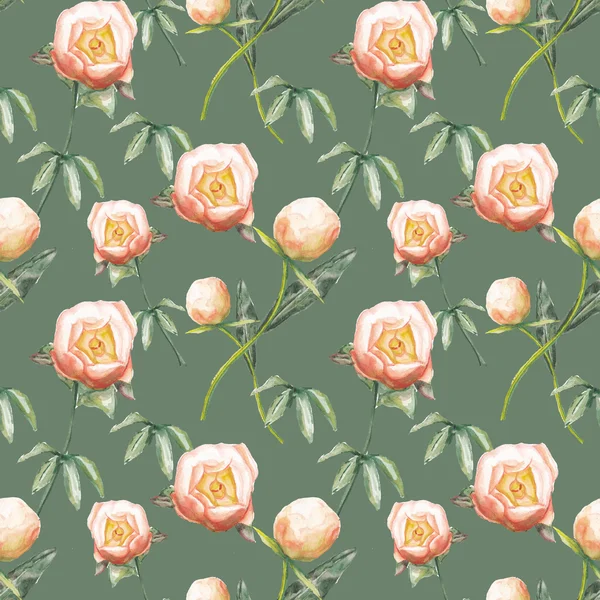 Watercolor peony pattern — Stock Photo, Image