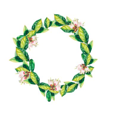 suluboya yapraklar ve çiçekler kartı