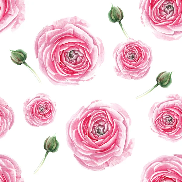 Watercolor rose and brunch pattern — Stock Photo, Image