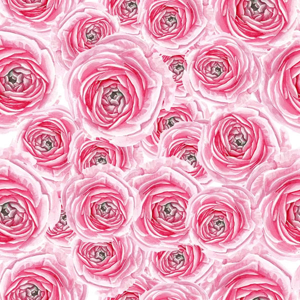 Watercolor pink rose pattern — Stock Photo, Image