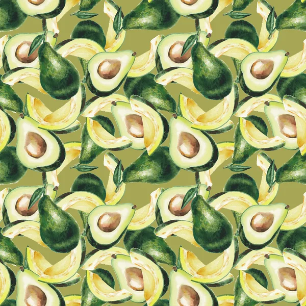 Aquarel avocado patroon — Stockfoto