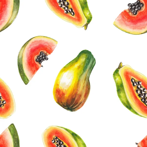 Aquarel papaya patroon — Stockfoto