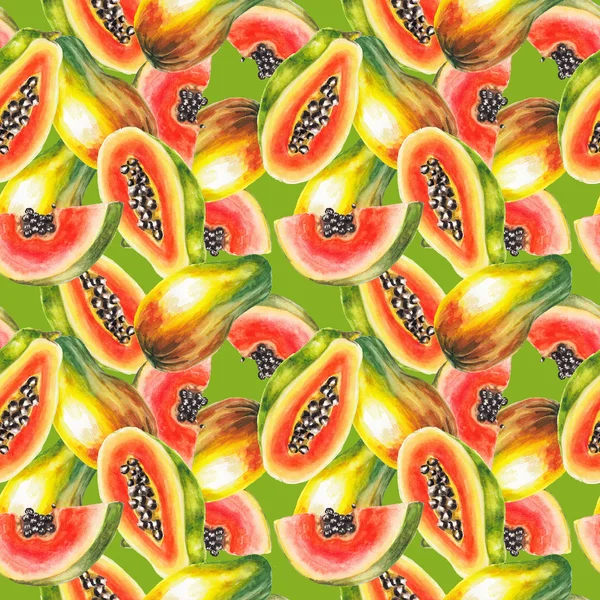 Watercolor papaya pattern — Stock Photo, Image