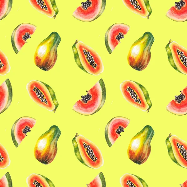 Akvarell papaya mönster — Stockfoto