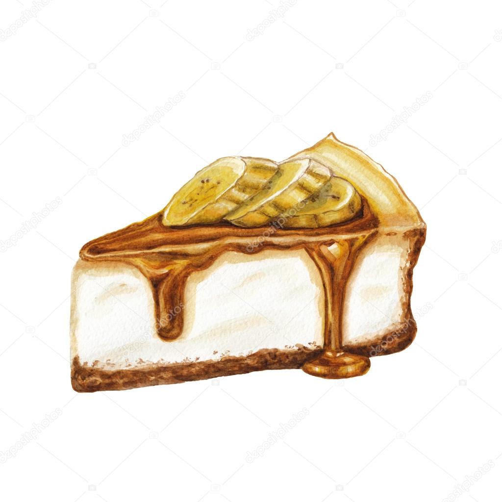 Watercolor banana cheesecake