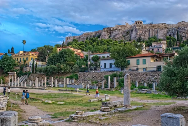 Athens, Griekenland - 7 September 2014. Toeristen een bezoek aan de oude Stockafbeelding