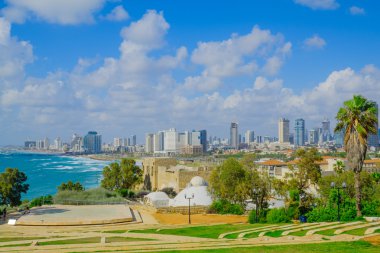 Plaj ve manzarası Tel-Aviv görünümü