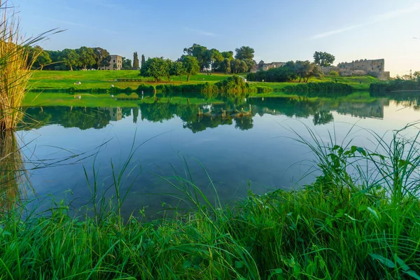 Uitzicht Het Meer Het Antipatris Fort Binar Bashi Yarkon Tel — Stockfoto