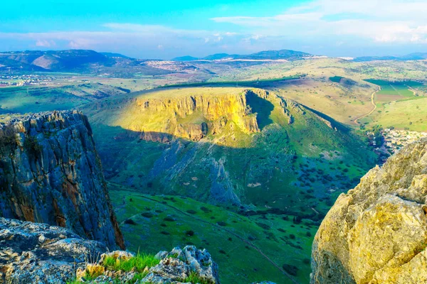 Pohled Krajinu Horu Nitay Národního Parku Mount Arbel Severní Izrael — Stock fotografie