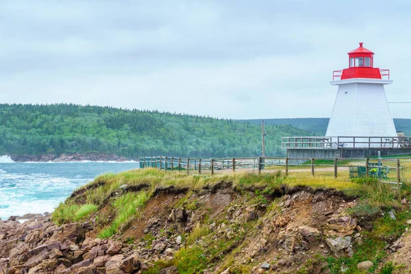 Neils Harbour Lighthouse Cape Breton Island Nova Scotia Canada — Stock Photo, Image