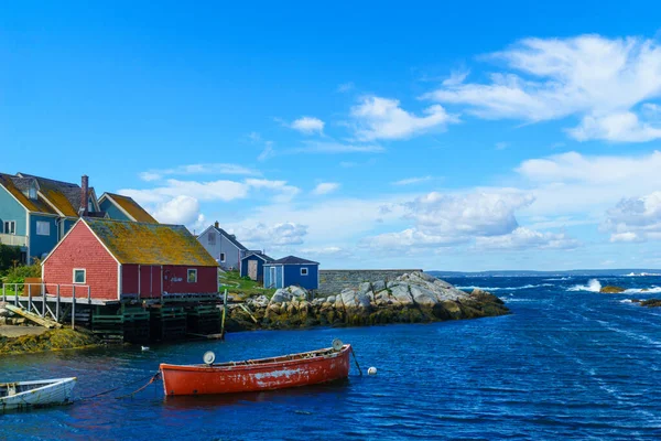 Vista Barcos Casas Vila Piscatória Peggys Cove Nova Escócia Canadá — Fotografia de Stock