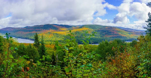Pohled Údolí Pimbina Podzimními Barvami Listoví Národním Parku Mont Tremblant — Stock fotografie