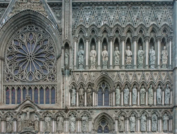 Various Decorations Facade Nidaros Cathedral Trondheim Norway — Fotografia de Stock