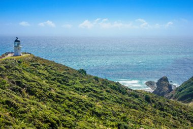 Cape Reinga deniz feneri manzarası, Northland, Kuzey Adası, Yeni Zelanda
