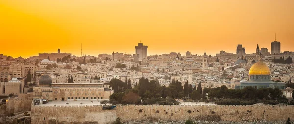 Sunset View Old City Jerusalem Temple Mount Aqsa Mosque Israel — Stock Photo, Image