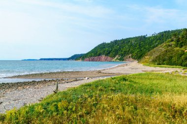 Fundy Trail Parkway parkındaki kıyı manzarası, New Brunswick, Kanada
