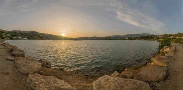 Panoramic Sunset View Lake Ram Ram Pool Golan Heights Northern — Stock Photo, Image