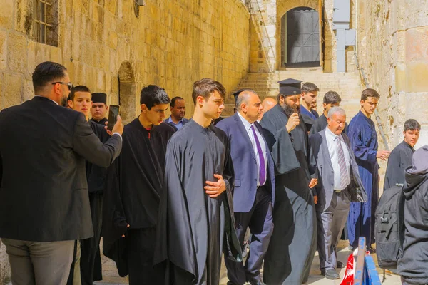 Jerusalem Israel April 2021 Door Opening Ritual Combining Muslims Christians — Stock Photo, Image