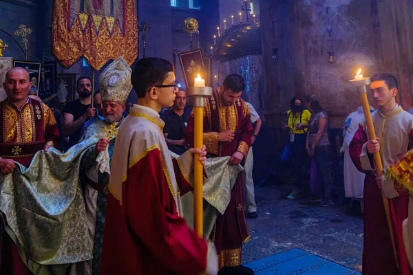 Ierusalim Israel Mai 2021 Partidul Patriarhului Armean Ierusalimului Sâmbăta Sfântă — Fotografie, imagine de stoc