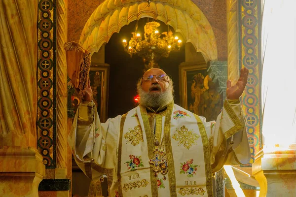 Jerusalém Israel Maio 2021 Patriarca Ortodoxo Grego Jerusalém Sábado Santo — Fotografia de Stock