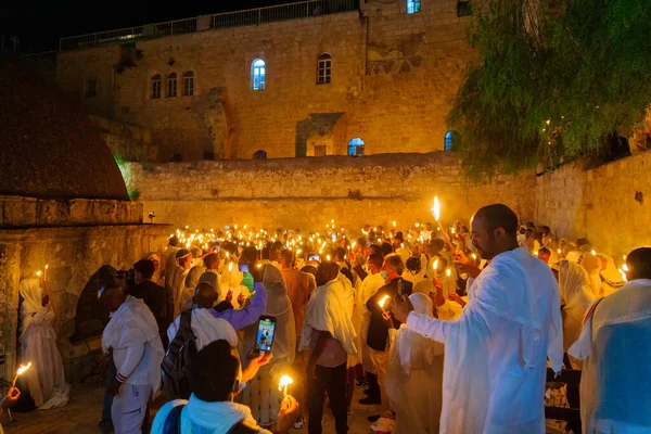 Jeruzalém Izrael Května 2021 Paschal Vigil Velikonoční Svatá Sobota Ohnivá — Stock fotografie