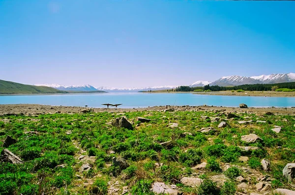 View Lake Tekapo Surfers Silhouette South Island New Zealand — Stock Photo, Image